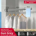 Space aluminum gun grey folding drying rack with 8 hooks and towel bar mounted on wall - Gun Grey (Extended 1-Fold/8 Hooks)