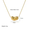 18k gold plated stainless steel necklace with textured bean pendant and snake chain - Embossed Bean Pendant