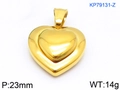 Polished golden hollow heart pendant in stainless steel, 23mm size for jewelry making - Two-in-one (KP79131-Z) / 23mm / Gold