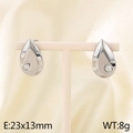 Silver teardrop earrings with clear crystal settings, size 23x13mm and 8g weight - 23x13mm / Steel Color Smooth Rhinestone Water Drop Style (KE115981-GC)
