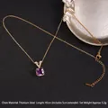 Collana in acciaio al titanio dorato con ciondolo a cuore in zircone viola - Stile Quadrato con Chiusura a V (紫锆19号A898)