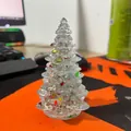 Mini resin Christmas tree desk ornament with colorful sequins and transparent finish - 18 Blue Grey