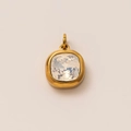 Close-up of 18k gold plated birthstone pendant with square cut transparent crystal - June Birthstone Pendant (Alexandrite)
