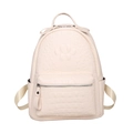 Mochila blanco crema con textura de cocodrilo y relieve de huella de garra exclusivo - Grande / Blanco