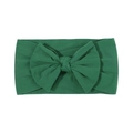 Soft nylon baby headband in green featuring a large fabric bow accessory - Bright Green