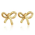 Minimalist bow knot stud earrings in polished golden metal finish for women - Style A Color Retention Gold / Gold Bowknot