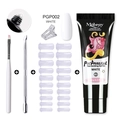 Poly Nail Gel Extension Kit with 15ml white gel, brush, nail tips, and steel pusher - White