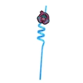 Blue reusable spiral plastic straw featuring a cartoon headphone charm for music lovers - 1 Piece / Dark Blue