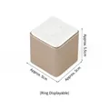 Square khaki and white faux leather ring display stand for jewelry counter, 5x5x5.5cm - Large Rounded Ring Stand (White/Champagne)