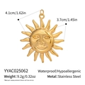 Detailmaße des goldenen Sonnenanhängers aus Edelstahl mit Größenangaben im Bild - Sonnen Gesicht (YYAC025062)