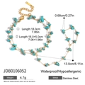Bracciale in acciaio inossidabile dorato con perle di turchese naturale e chiusura a moschettone - Acciaio inossidabile / Bracciale Schiava in Pietra di Turchese (JDB0106052)