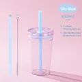 Sky blue 450ml Tritan straw cup with matching 20cm straw and stainless steel cleaner brush - 450ml / Sky Blue