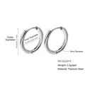 Silver titanium steel hoop earrings 18mm with polished finish and minimalist design - 2.0*14mm / Steel
