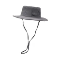 Quick-dry outdoor sun hat with wide brim, breathable mesh and chin strap in dark grey - One Size / Gray