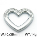 Colgante de corazón de titanio plateado con diamantes de imitación para joyería DIY - Color Acero con Medios Diamantes de Imitación (KLJ5867-Z)
