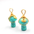 Pendentif champignon en turquoise fait main avec fil métallique doré élégant - Turquoise Ton Or