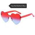Frameless heart sunglasses with red and blue gradient lenses and red temples - Gradient Red Blue
