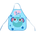 Grembiule impermeabile blu per bambini con un simpatico elefante e scritte vivaci - Grembiule Singolo / Blu (Elefante)