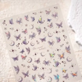 Iridescent purple butterfly and star nail art stickers with laser holographic effect - M-1060 Transparent Glass Shard Purple Butterfly Star Moon