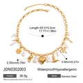 Tabla de tallas detallada del collar de acero con colgantes de corazón y perla - Oro de 18K / Dorado (JDN0302003)
