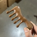 Ergonomic golden sandalwood 5-tooth scalp massage comb with natural wood grain texture - Golden Sandalwood Small Handle Massage Comb