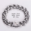 Vista detallada de pulsera de eslabones cubanos plata de 16mm de ancho y 23cm largo - Longitud 23cm / Ancho 16mm / Color Acero 16MM