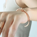 Chic rose gold knot cuff bracelet and textured geometric ring set for women - Thick Knot Style (Z128) / Rose Gold