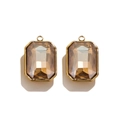 Pendentif en cristal rectangle brun champagne avec cadre doré pour bijoux DIY - Style B Champagne