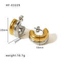 Zweifarbige gold-silberne geschwungene doppellagige C-Form Edelstahl Ohrringe - 18K Gold / Zweifarbig Gold und Silber (HF-E3229)