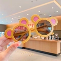 Adorable yellow bear ear sunglasses for children, trendy cartoon sun protection eyewear. - Grey Lens / Ginger Yellow