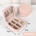 Portable 10x10cm nude pink PU leather jewelry box with zipper and internal storage - Zipper Style / Nude Pink