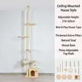 Floor-to-ceiling sisal cat tree with wooden house, space capsule, and adjustable poles - Floor-to-Ceiling Luxury House Space Capsule Style