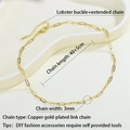 18K gold plated copper link chain necklace with lobster clasp, 3mm width, 45cm length - 3mm Width 40+5cm Link Chain