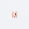 Macro-opname van een 3D-letter M kraal in roségoud met een gepolijste spiegelafwerking - Letter M (XKZ007-Roségoud M)