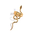 Golden stainless steel snake ring with adjustable open design and polished finish - Gold Slim Wrapped Snake (JDRW2311003-7)