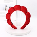 Puffy red velvet braided headband in a soft cloud design for a stylish high-top look - Red