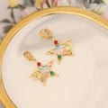 Star and butterfly drop earrings with colorful zircon stones in gold finish - Star Butterfly Style (8#)