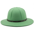British style wide brim wool fedora hat in sage green with studded band for men and women - M (56-58cm) / Fruit Green