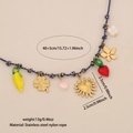 Collar trenzado bohemio con dijes coloridos de limón, trébol y corazón en vista plana - 4# Corazón Sol