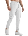 Pantaloni cargo bianchi da uomo con coulisse in vita e tessuto testurizzato - S / Bianco