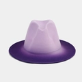 Purple gradient wool felt fedora hat featuring a stylish transition from lavender to grape - M / Lavender & Dark Purple