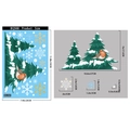 Christmas static window stickers with snow trees and robins for holiday decor - BQ568-Twin Pines Robin