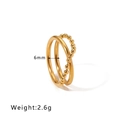 Irregular gold double layer ring with beads and mirror finish, 6mm width, 2.6g weight - Gold Double Ring Beaded Style (NB-R24129)