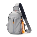 Sac de poitrine gris grande capacité avec détails orange et bandoulière respirante - Gris (Style 916)