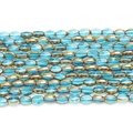 Close-up of faceted 6x8mm crystal glass beads in blue and gold for jewelry making - 6*8mm (Approx 36pcs/strand) / Lake Blue
