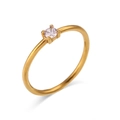 Minimalist 18K gold plated stainless steel ring with a round white birthstone crystal - Photochromic Blue