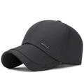 Dark grey men's sport cap with subtle grid texture and side metal plaque detail - Adjustable / Checkered Grey (V Logo)