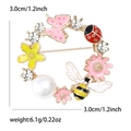 Broche corona floral con abejas, mariquitas y perlas en aleación dorada y rosa - Colorido