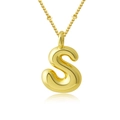 Collier avec pendentif lettre S doré style ballon avec une chaîne réglable - Lettre S