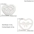 Hollow heart and bow epoxy resin silicone mold set with detailed size measurements - Heart Bow Lid